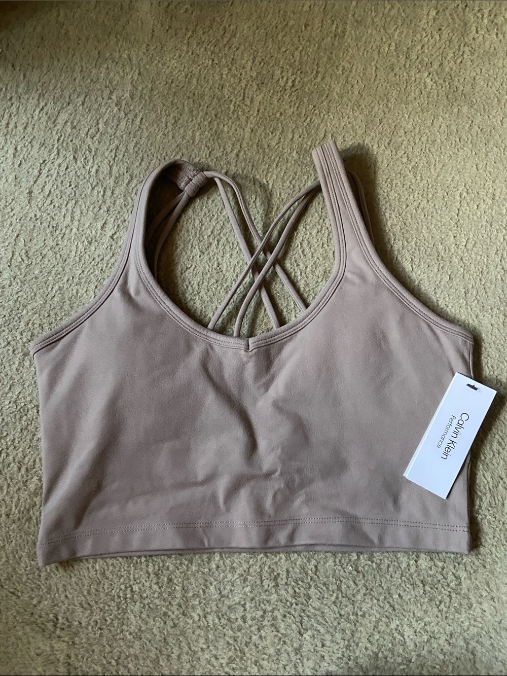 Calvin Klein Taupe Strappy Cross-Back Sports Bralette